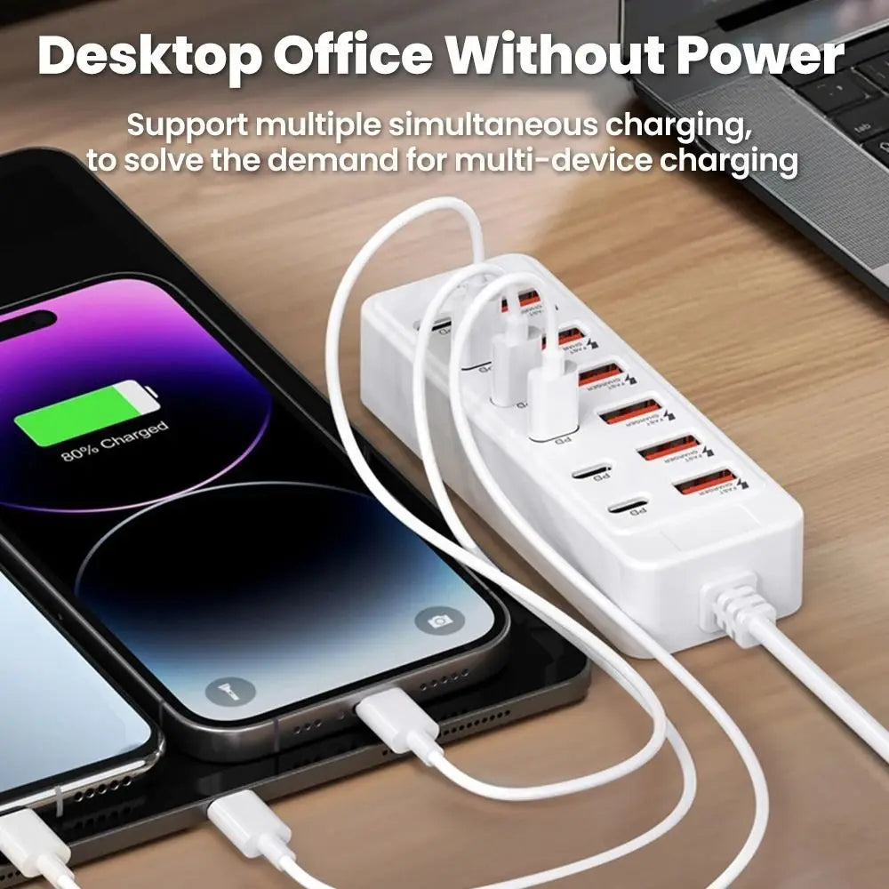 Portable Fast Charging USB Charger Multiple Ports 12 in 1 Charging Station Type-C USB USB Hub Office