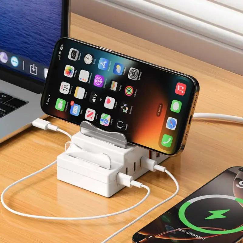 8 in 1 Multi-port Fast Charging HUB 4USB2.0 4TypeC PD charging strip Phone Charging Dock Station