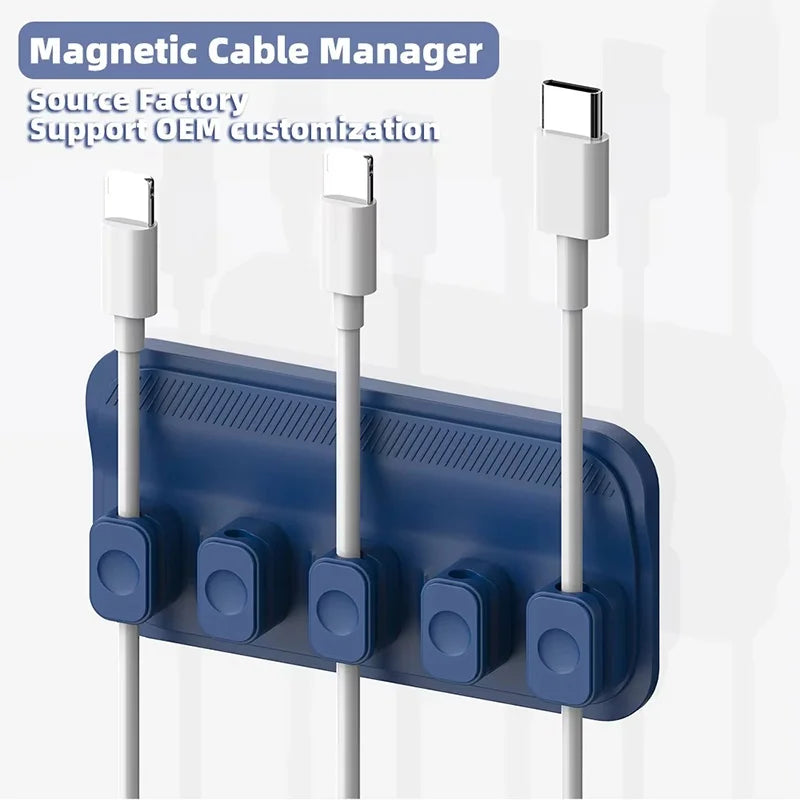 Cable Organizer Magnetic Cable Management USB Cable Holder Silicone Flexible Desktop Clips For Mouse Wire Organizer Line Holder