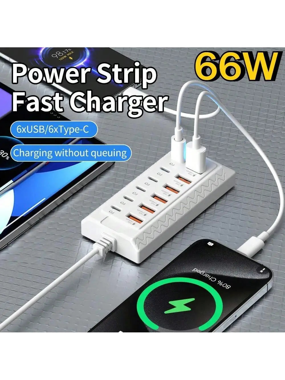 12 port USB fast charging station -6 Type-C PD ports+6 USB-A ports, each port up to 25W