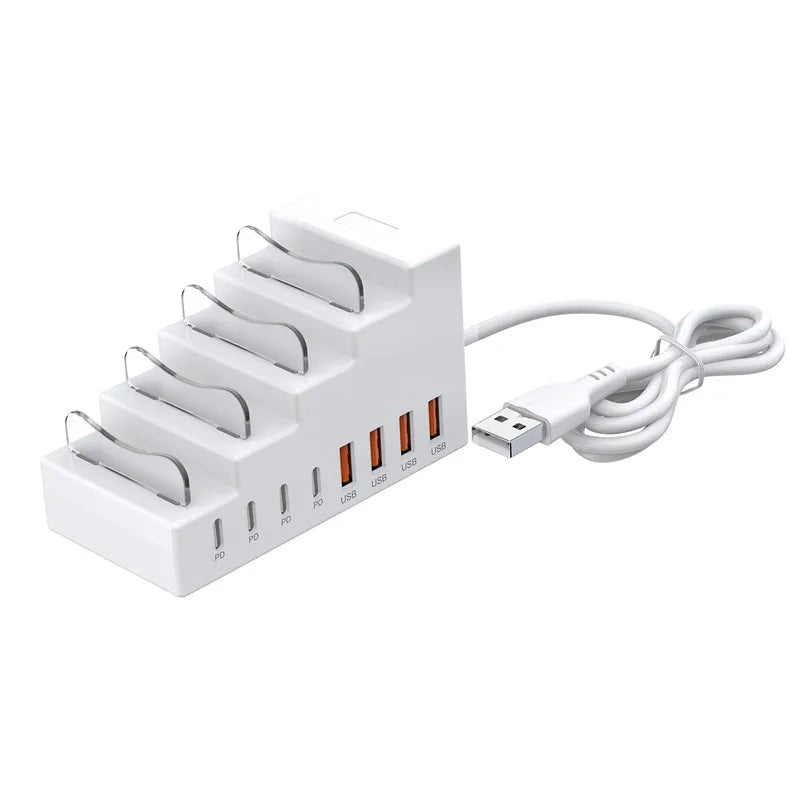 8 in 1 Multi-port Fast Charging HUB 4USB2.0 4TypeC PD charging strip Phone Charging Dock Station