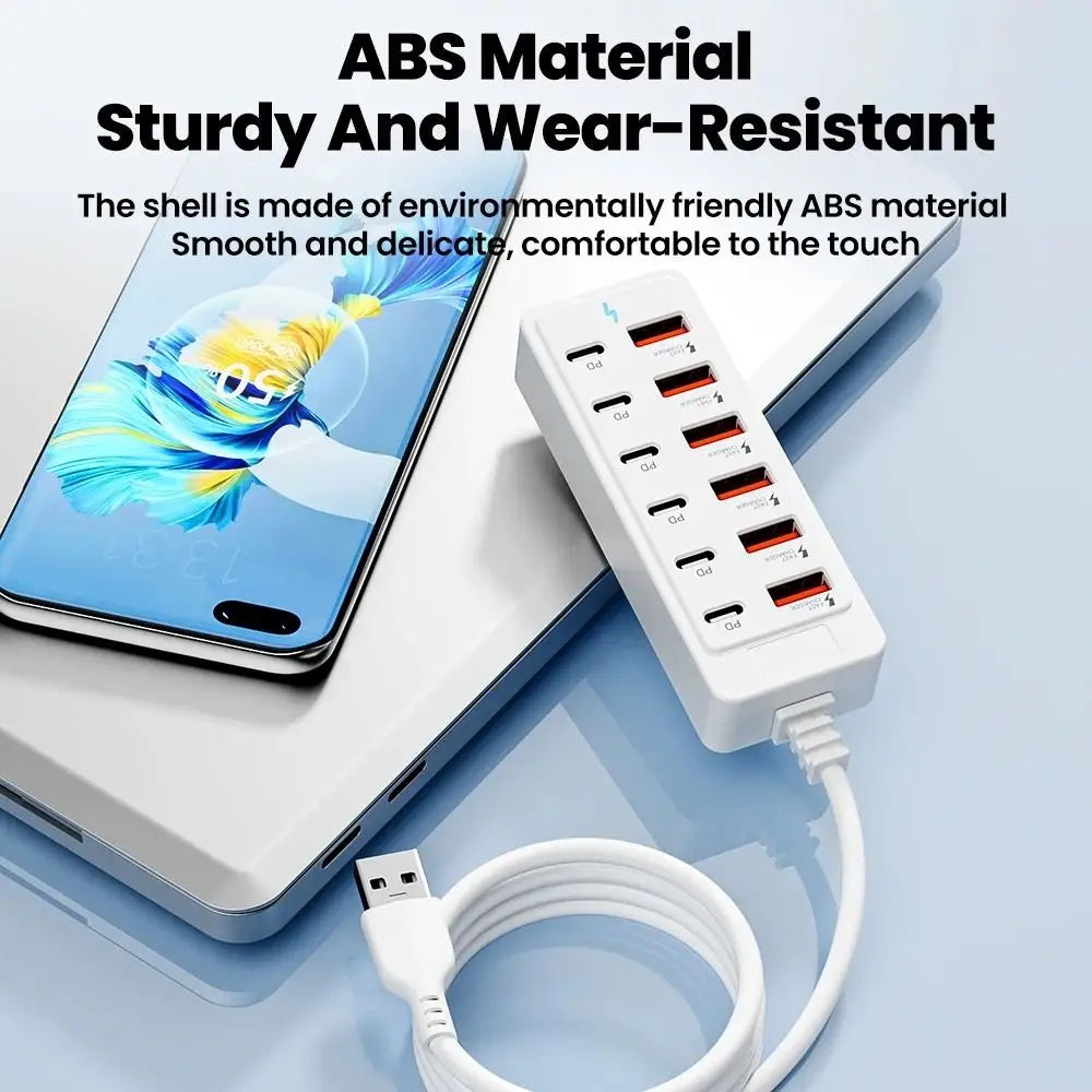 Portable Fast Charging USB Charger Multiple Ports 12 in 1 Charging Station Type-C USB USB Hub Office