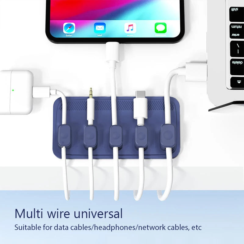 Cable Organizer Magnetic Cable Management USB Cable Holder Silicone Flexible Desktop Clips For Mouse Wire Organizer Line Holder