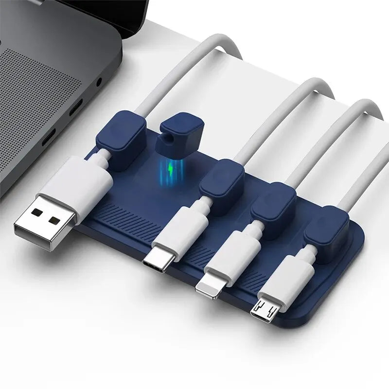 Cable Organizer Magnetic Cable Management USB Cable Holder Silicone Flexible Desktop Clips For Mouse Wire Organizer Line Holder