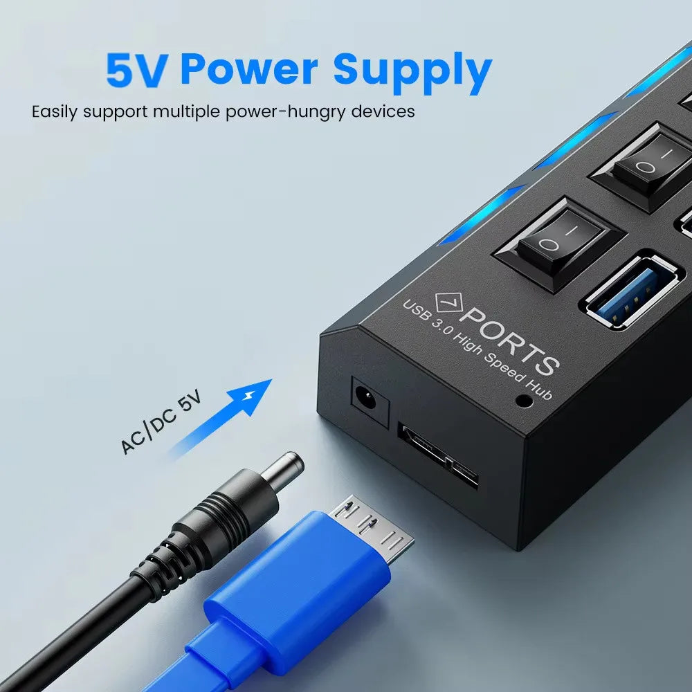 Usb Hub 3.0 Hub Usb Splitter Several Ports Multi Usb Hub 3.0 Hab power Adapter Extensor Computer Accessories switch USB For Home