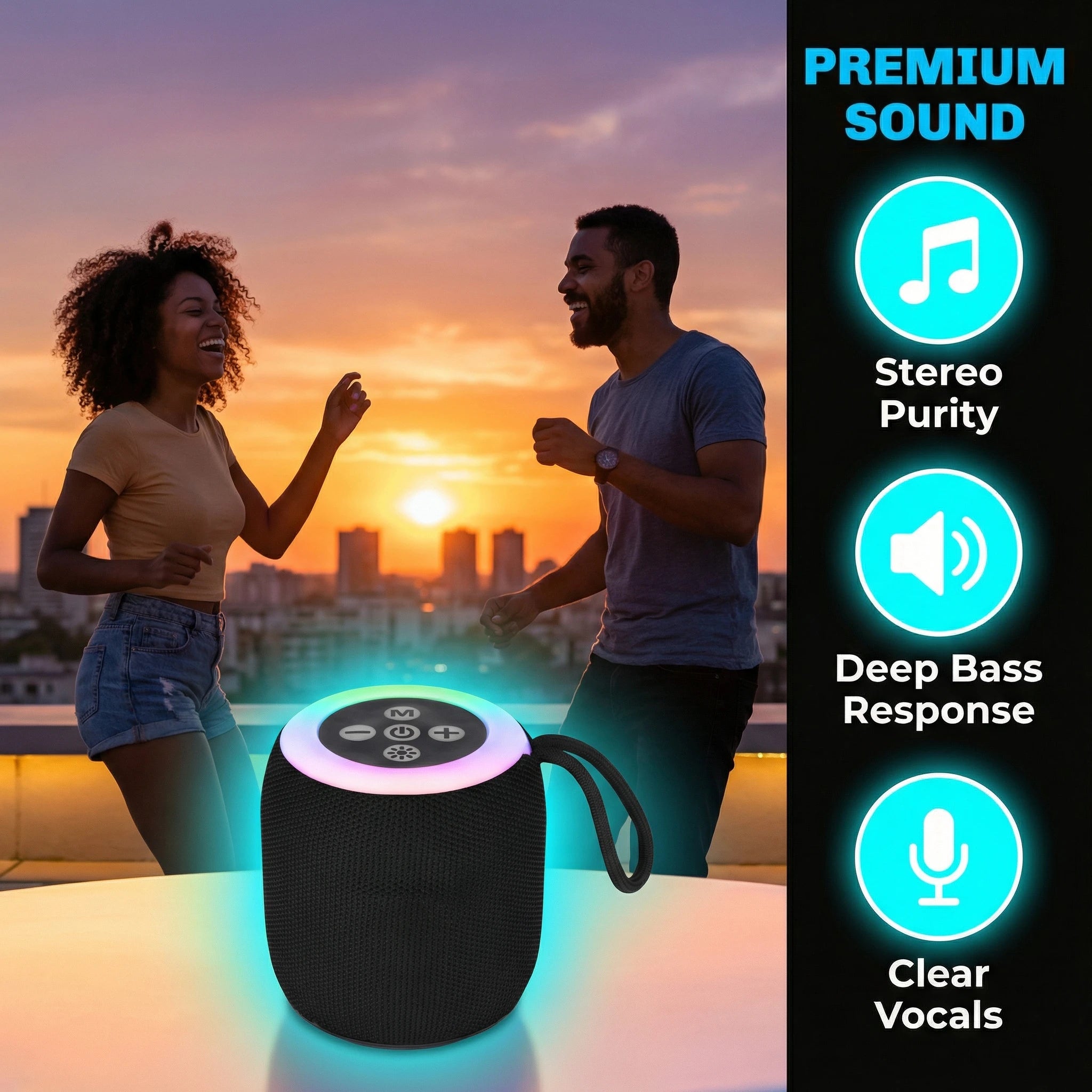 Bluetooth Speaker Wireless,Portable Speaker with Lights, Loud Stereo Sound, Support USB/TF Card  for Home/Party/Outdoor/Beach