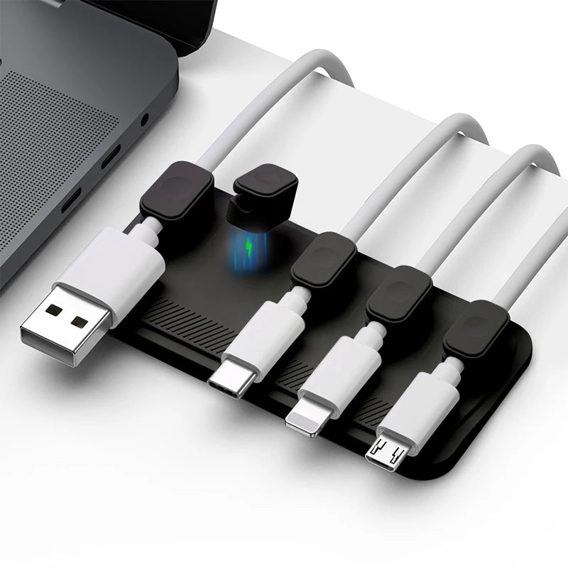 Cable Organizer Magnetic Cable Management USB Cable Holder Silicone Flexible Desktop Clips For Mouse Wire Organizer Line Holder