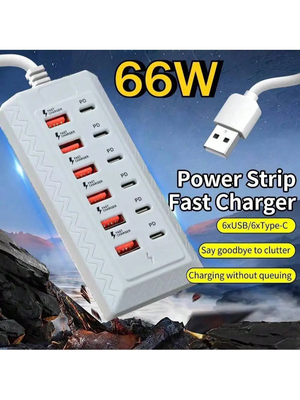 12 port USB fast charging station -6 Type-C PD ports+6 USB-A ports, each port up to 25W