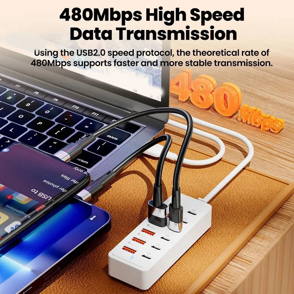 Portable Fast Charging USB Charger Multiple Ports 12 in 1 Charging Station Type-C USB USB Hub Office