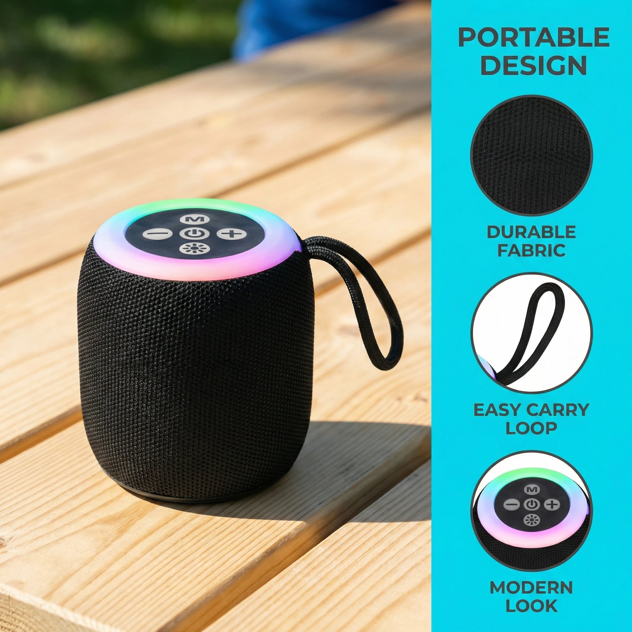 Bluetooth Speaker Wireless,Portable Speaker with Lights, Loud Stereo Sound, Support USB/TF Card  for Home/Party/Outdoor/Beach
