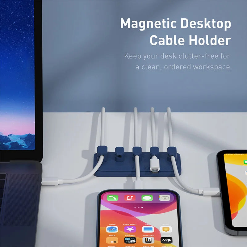 Cable Organizer Magnetic Cable Management USB Cable Holder Silicone Flexible Desktop Clips For Mouse Wire Organizer Line Holder