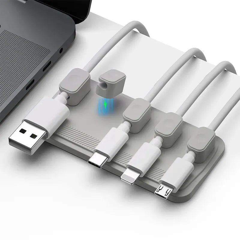 Cable Organizer Magnetic Cable Management USB Cable Holder Silicone Flexible Desktop Clips For Mouse Wire Organizer Line Holder