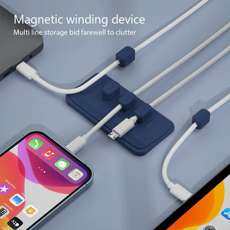 Cable Organizer Magnetic Cable Management USB Cable Holder Silicone Flexible Desktop Clips For Mouse Wire Organizer Line Holder